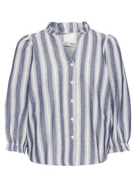 ICHI Isla Blue & White Striped Button-Up Top Size 36